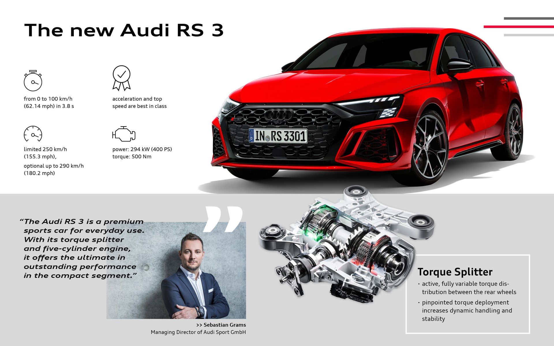 Nuova Audi RS3 info, motore, foto e possibili prezzi