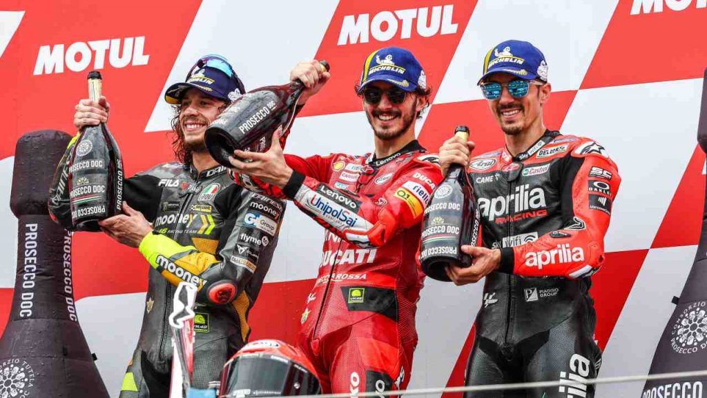 Il podio della MotoGP (Ansa)