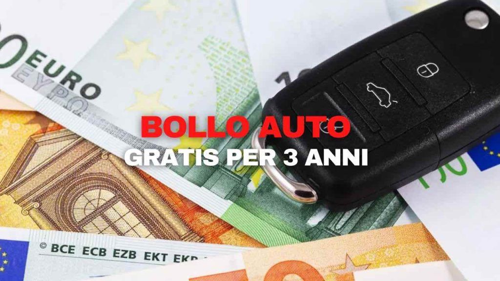 bollo auto gratis per tre anni