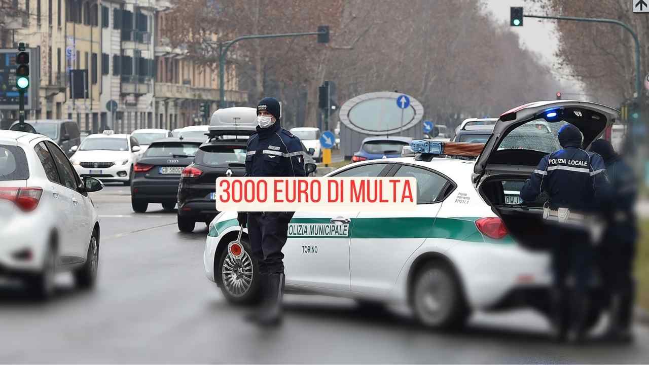 3000 euro di multa