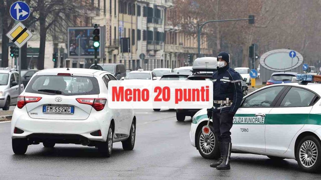 Meno 20 punti sulla patente