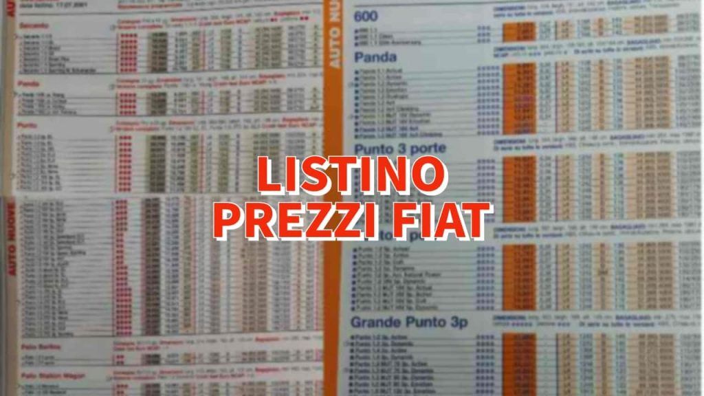 Listino prezzi Fiat venti anni fa